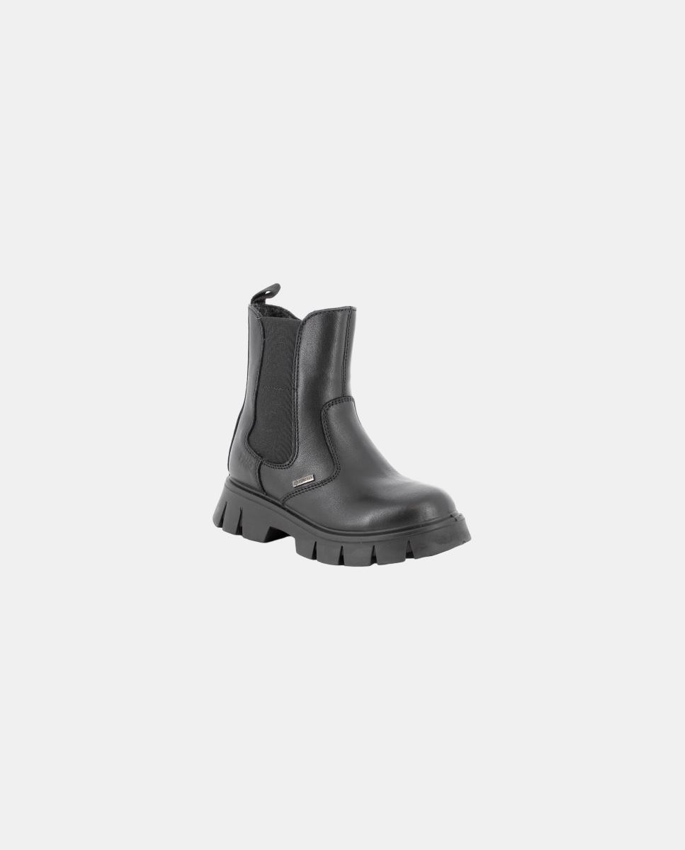 Bota de chica, en piel, forro Goretex, cremallera lateral, elástico - Primigi - Negro Negro-3