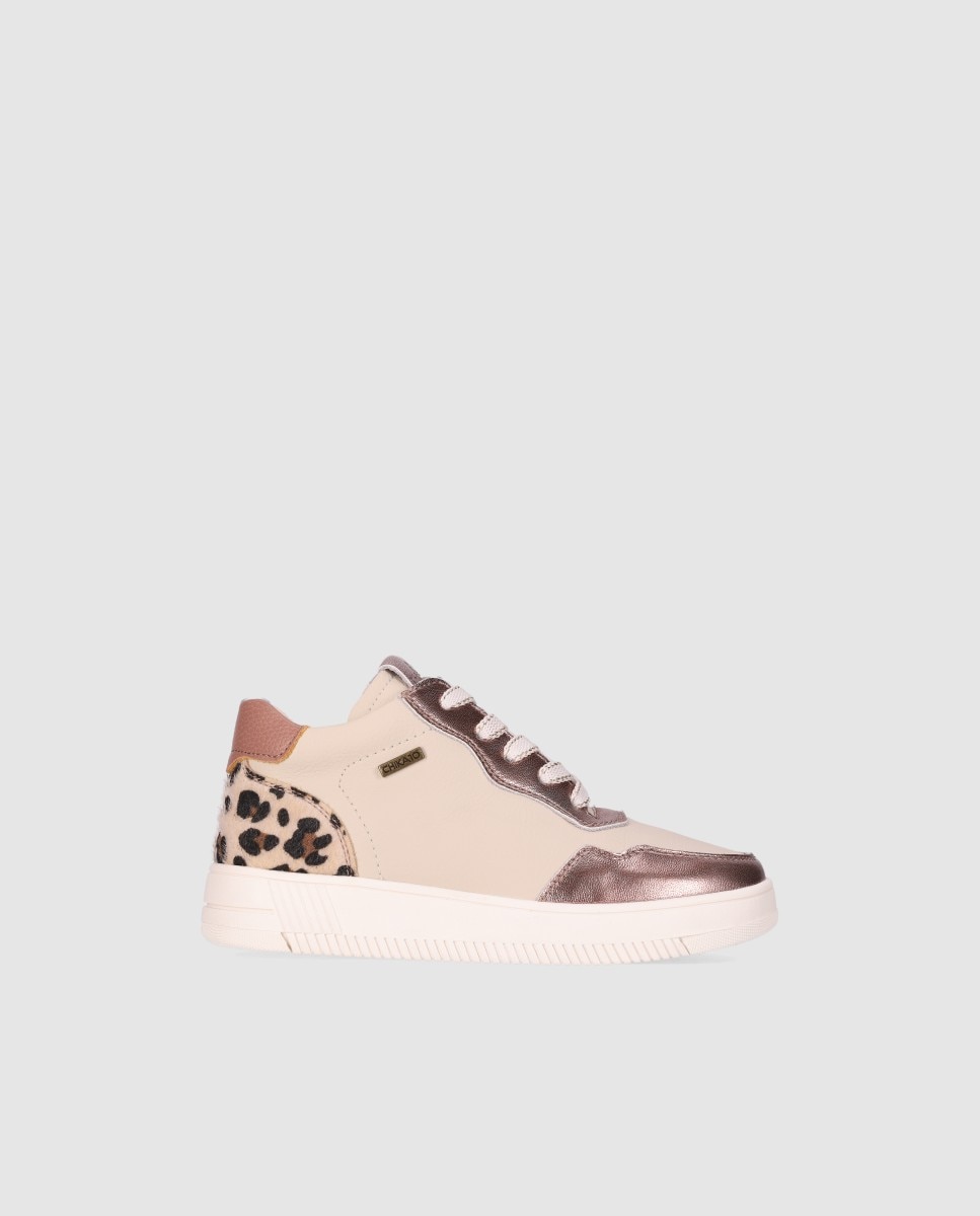 Imagem 0 de Sapatilhas de Atacadores em Pele com Atacadores e Detalhes de Animal Print