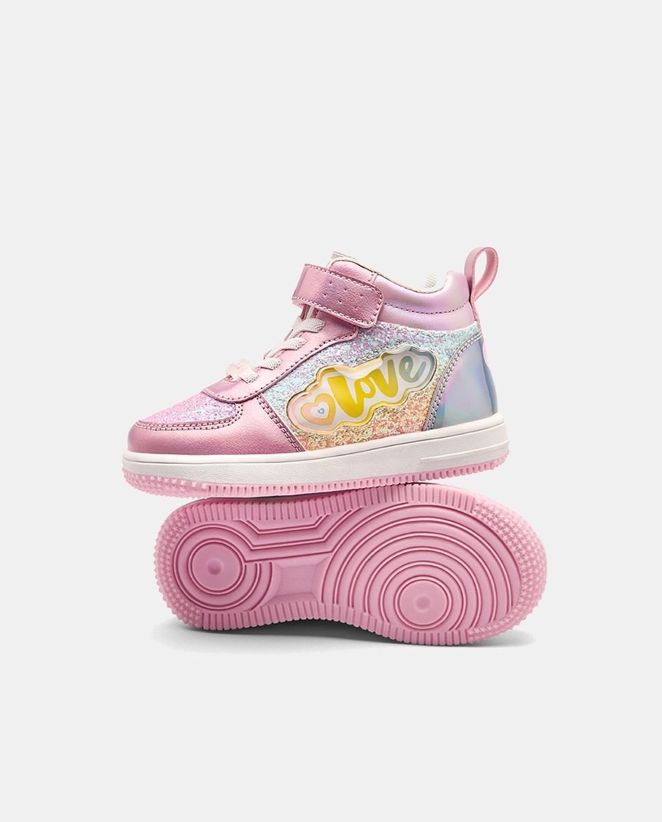 Sapatilhas Tipo Botas com Luzes Love Conguitos Rosa-3