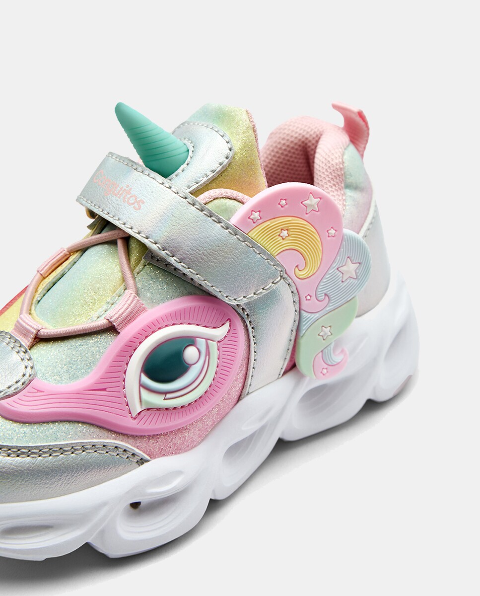 Sapatilhas de Luzes Unicórnio Rosa-3