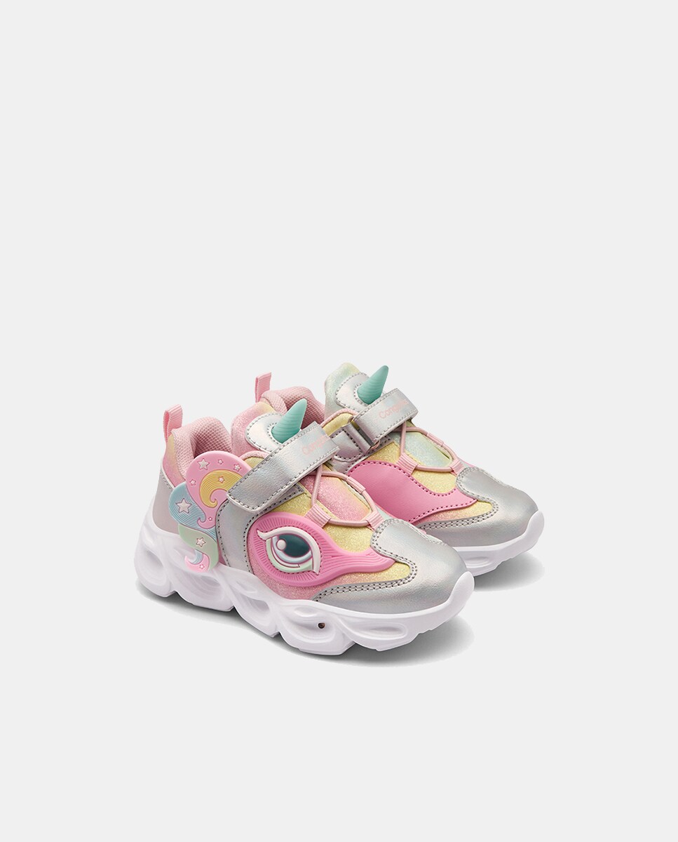 Sapatilhas de Luzes Unicórnio Rosa-4