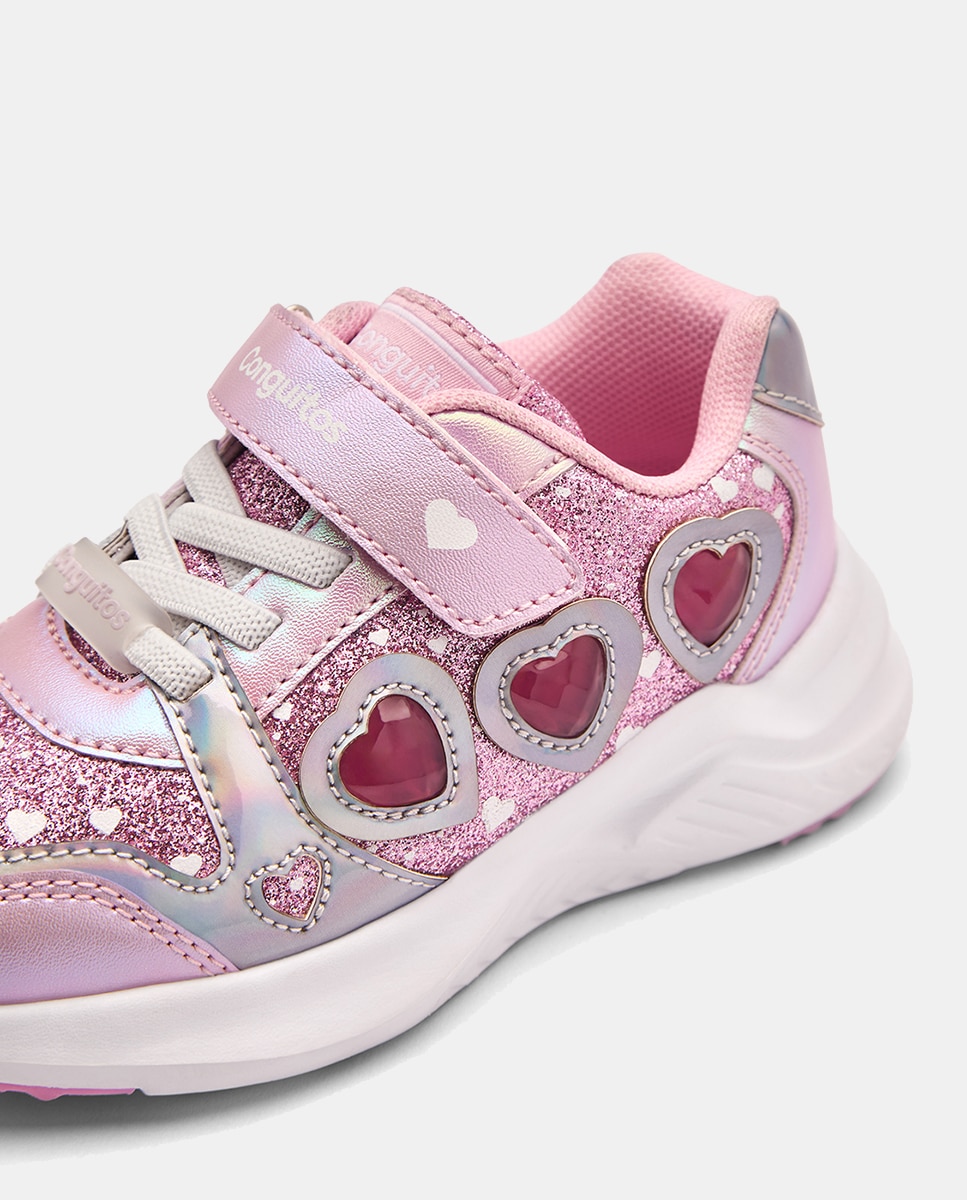 Sapatilhas de Luzes com Corações Rosa-3