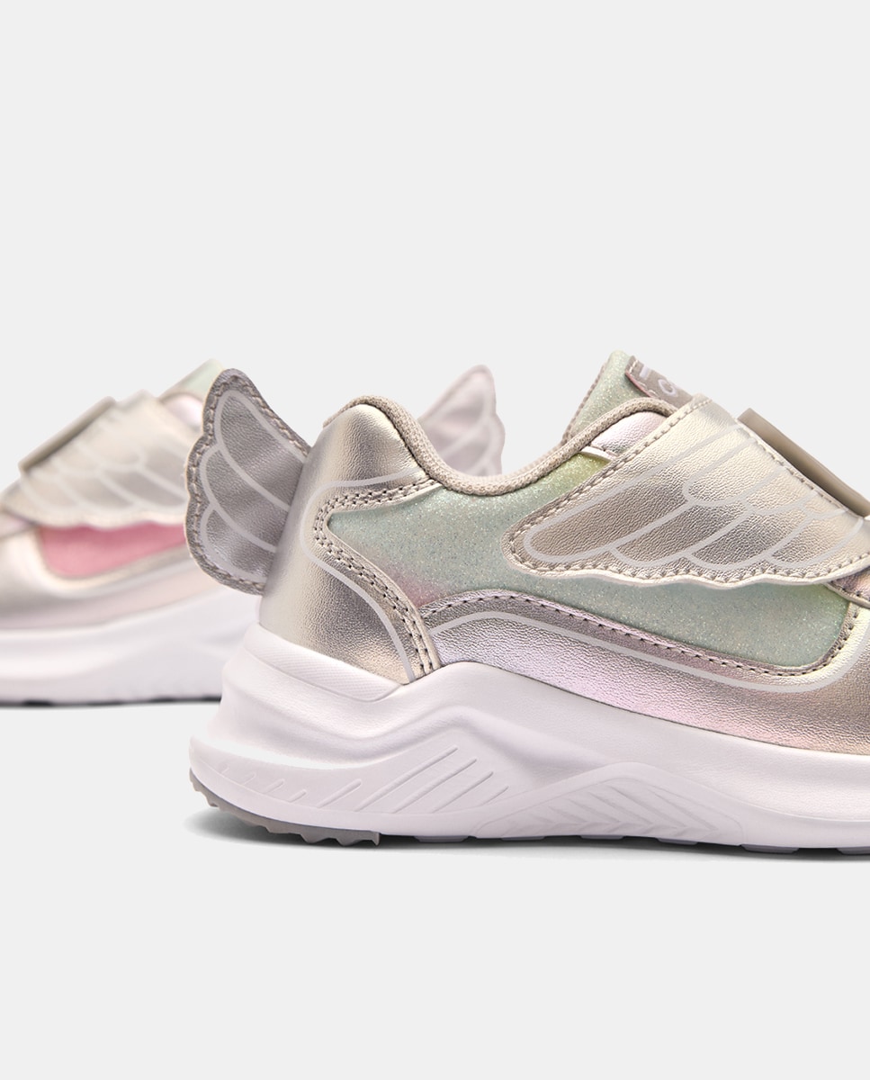 Sapatilhas de Luzes com Velcro Asa Prata-2