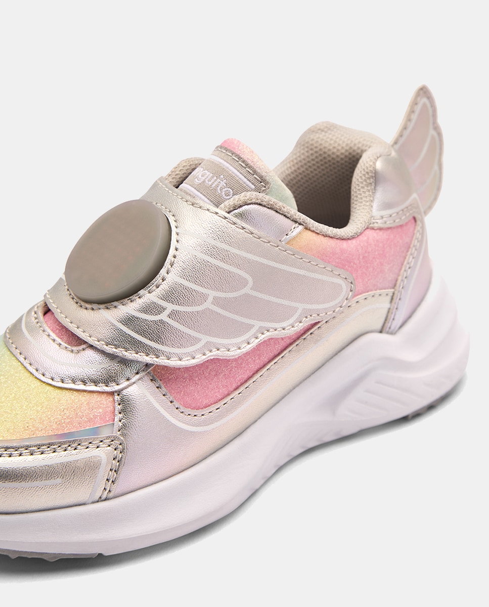 Sapatilhas de Luzes com Velcro Asa Prata-3