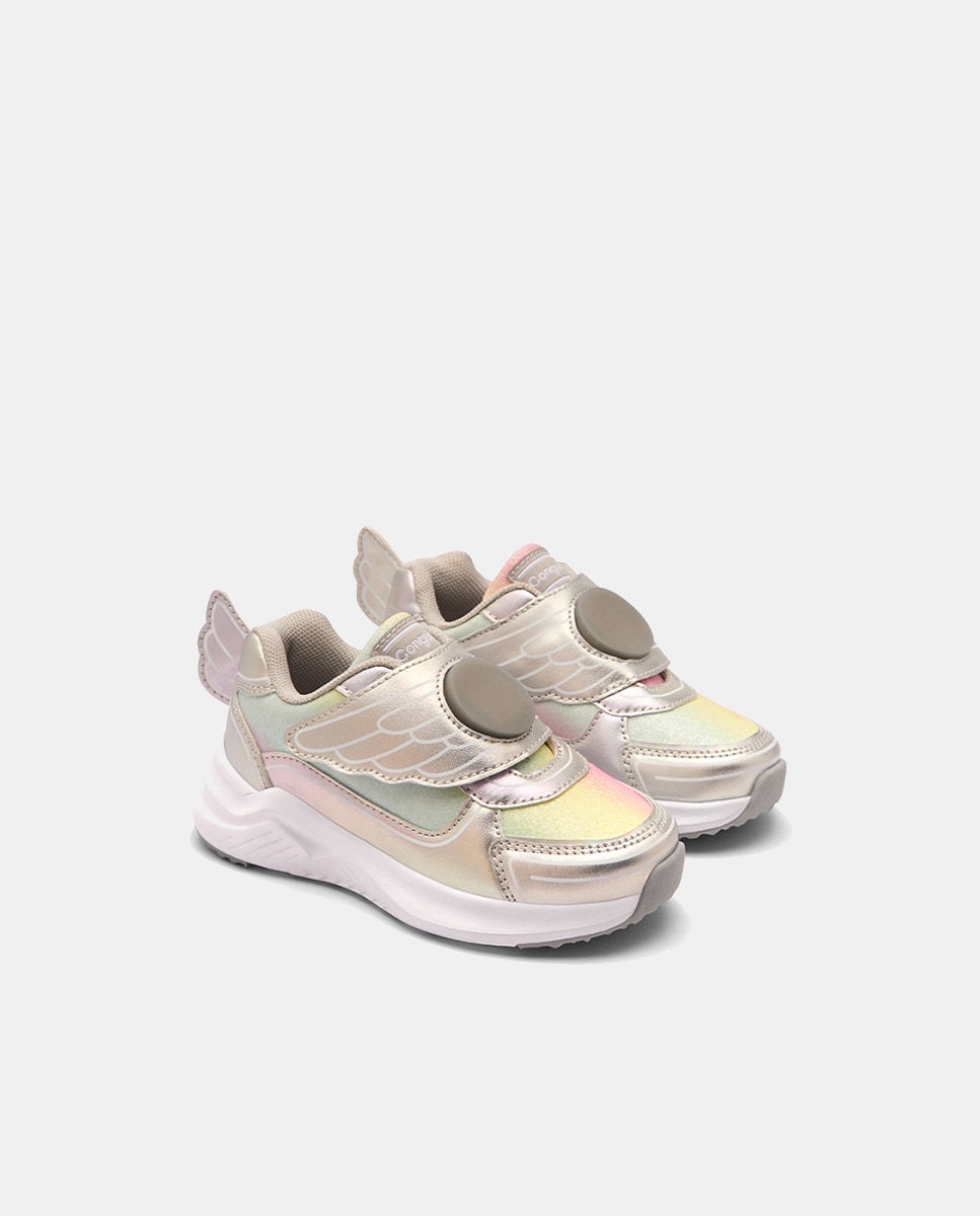 Sapatilhas de Luzes com Velcro Asa Prata-4
