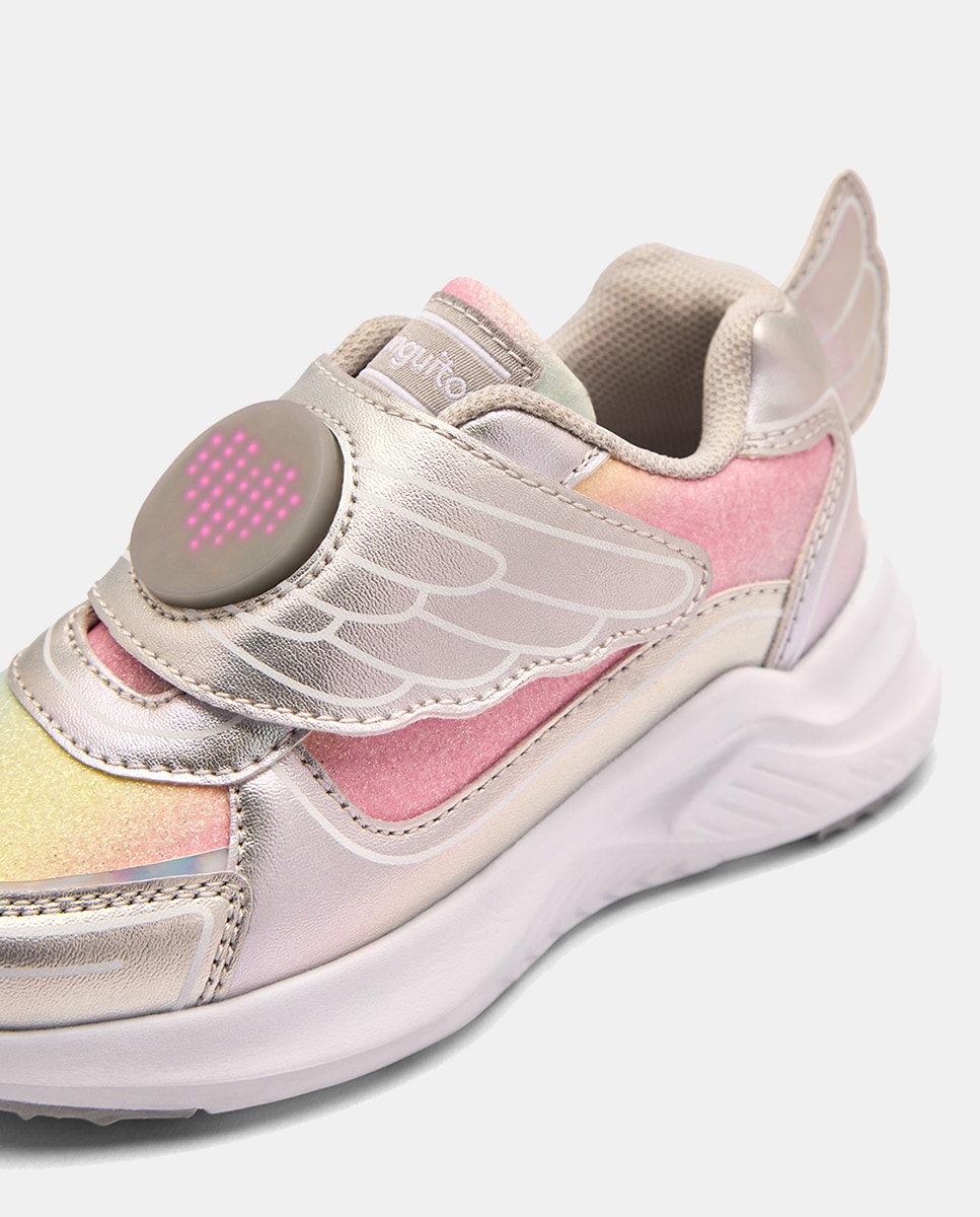 Sapatilhas de Luzes com Velcro Asa Prata-6