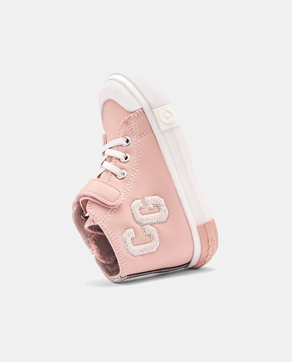 Sapatilhas Tipo Bota em PU com Letras Rosa-2