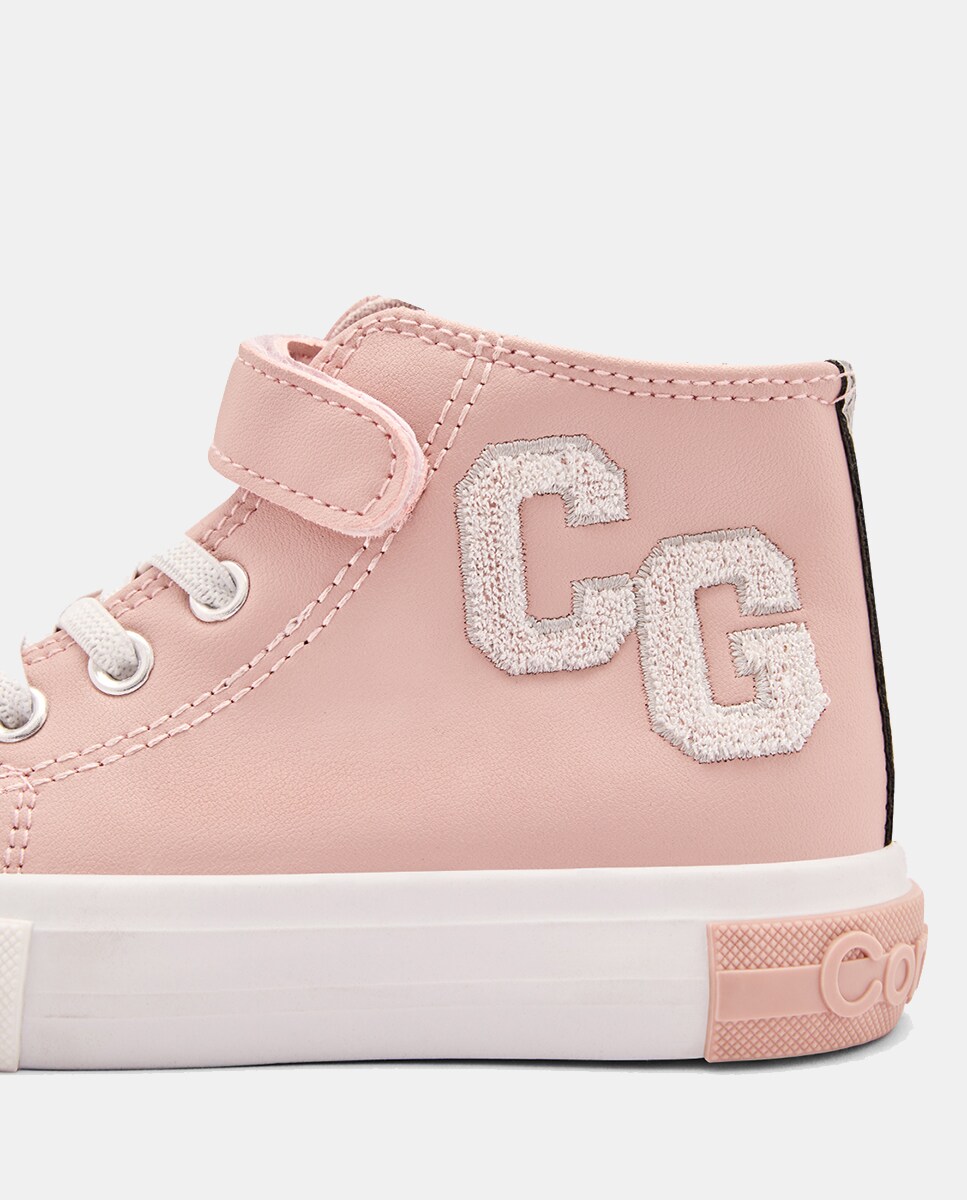 Sapatilhas Tipo Bota em PU com Letras Rosa-3