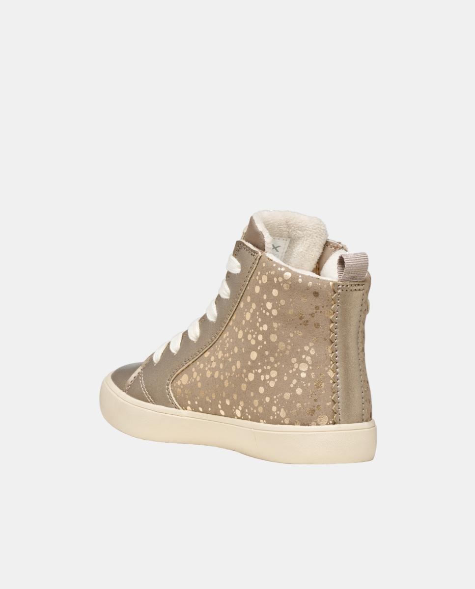 Sapatilhas com Efeito de Pele Pérola e Corte Médio Geox Amarelo Camel-3