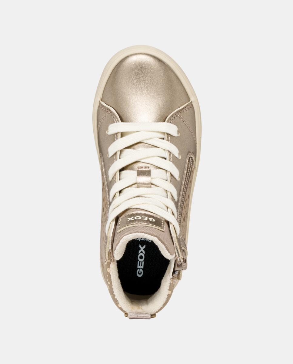 Sapatilhas com Efeito de Pele Pérola e Corte Médio Geox Amarelo Camel-5