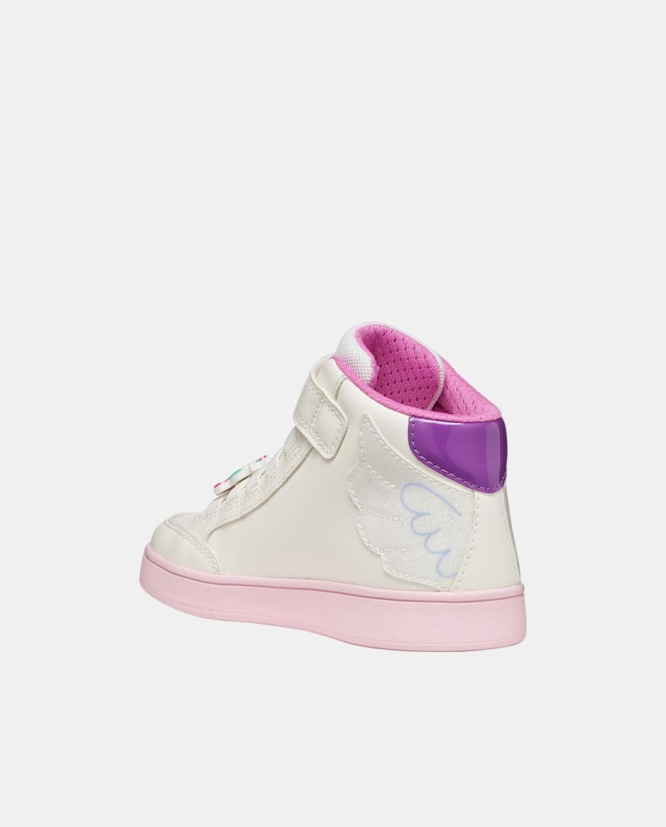 Sapatilhas de Corte Médio com Apliques de Glitter Geox Branco-3