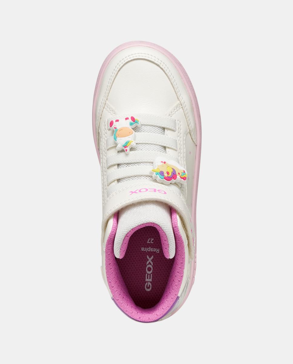 Sapatilhas de Corte Médio com Apliques de Glitter Geox Branco-5