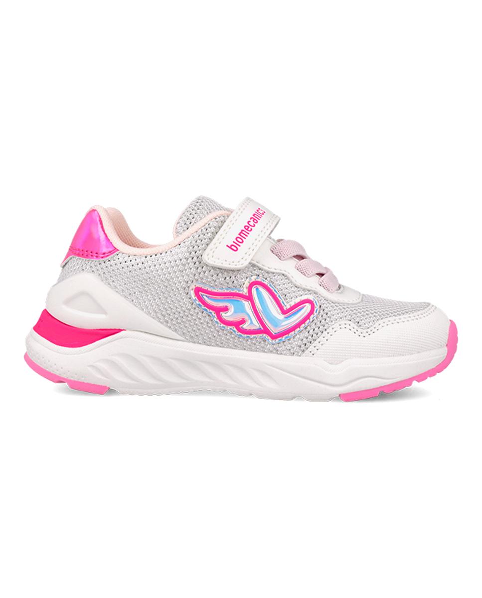 Sapatilhas para Menina com Biqueira Protegida e Fecho de Velcro com Elásticos Branco-4