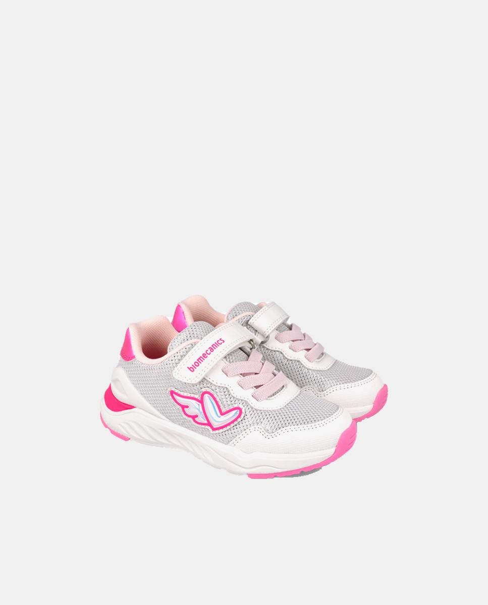Sapatilhas para Menina com Biqueira Protegida e Fecho de Velcro com Elásticos Branco-5