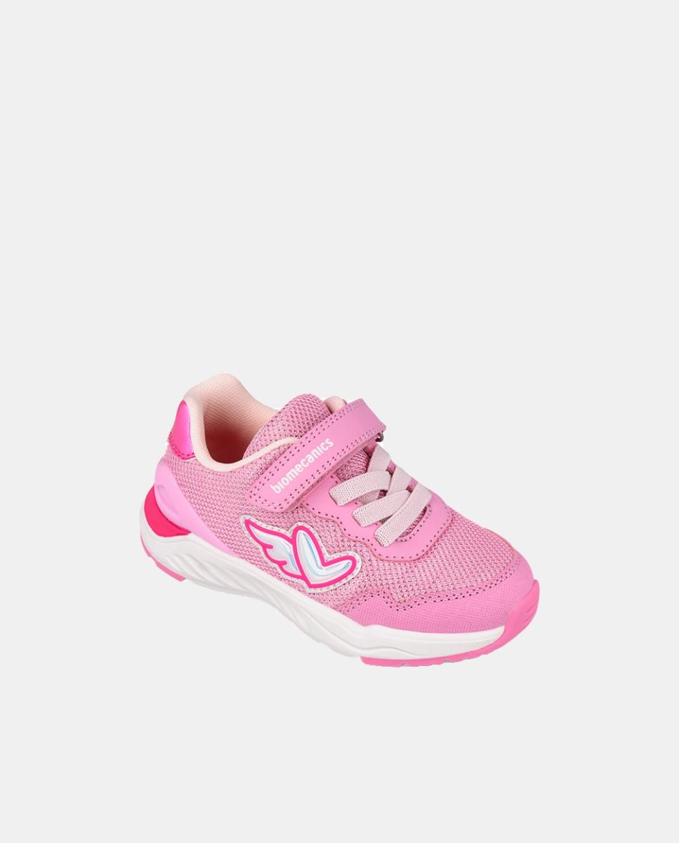 Sapatilhas para Menina com Biqueira Protegida e Fecho de Velcro com Elásticos Rosa-4