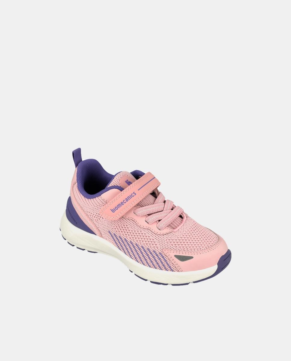 Sapatilhas Desportivas para Menina com Biqueira Protegida e Fecho de Velcro e Elásticos Rosa-4