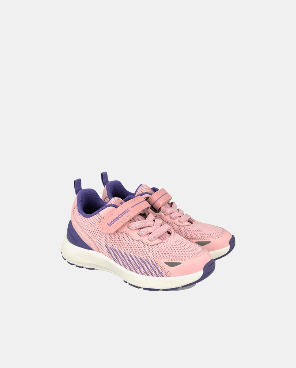 Sapatilhas Desportivas para Menina com Biqueira Protegida e Fecho de Velcro e Elásticos Rosa-5