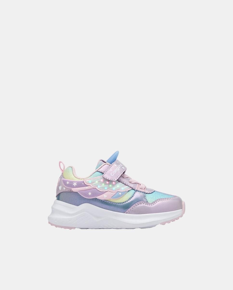Conguitos - Zapatillas de niña con luz lila.