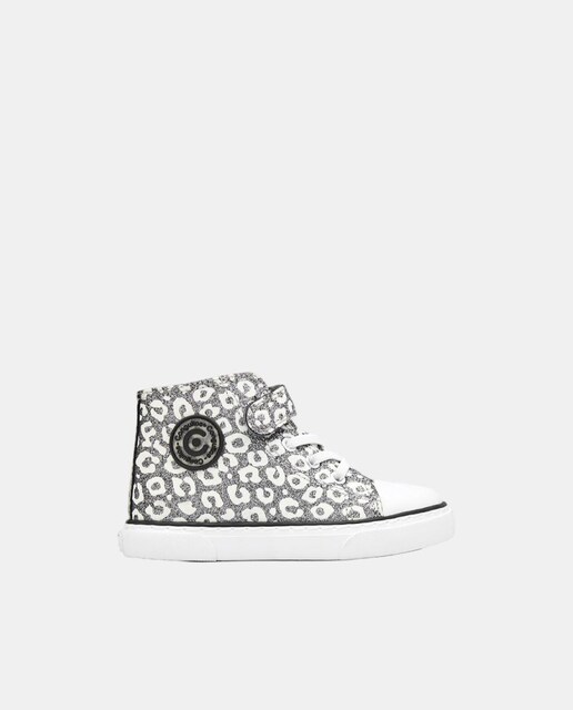 Zapatillas de niña brilla en la oscuridad altas glitter plata
