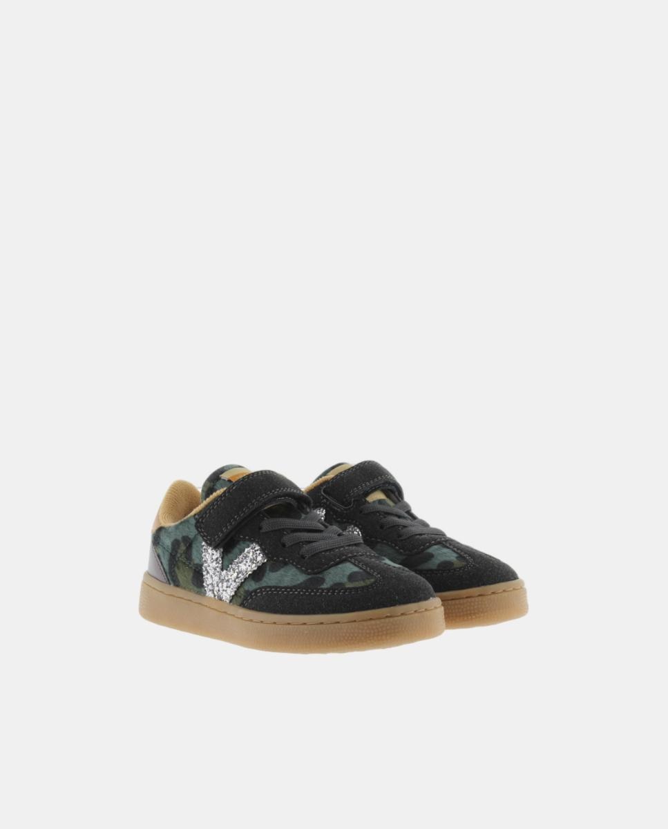 Sapatilhas Desportivas de Animal Print com Logótipo de Glitter e Sola Caramelo Verde Jade-5