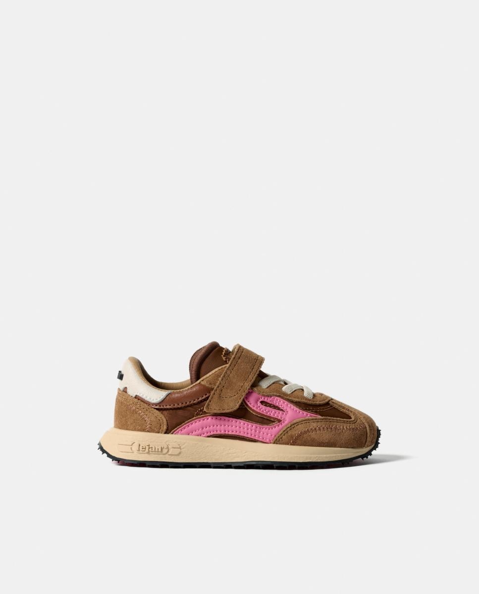Zapatillas bajas lejan melrose niña en nylon con velcro - Marrón caramelo Marrón caramelo-1