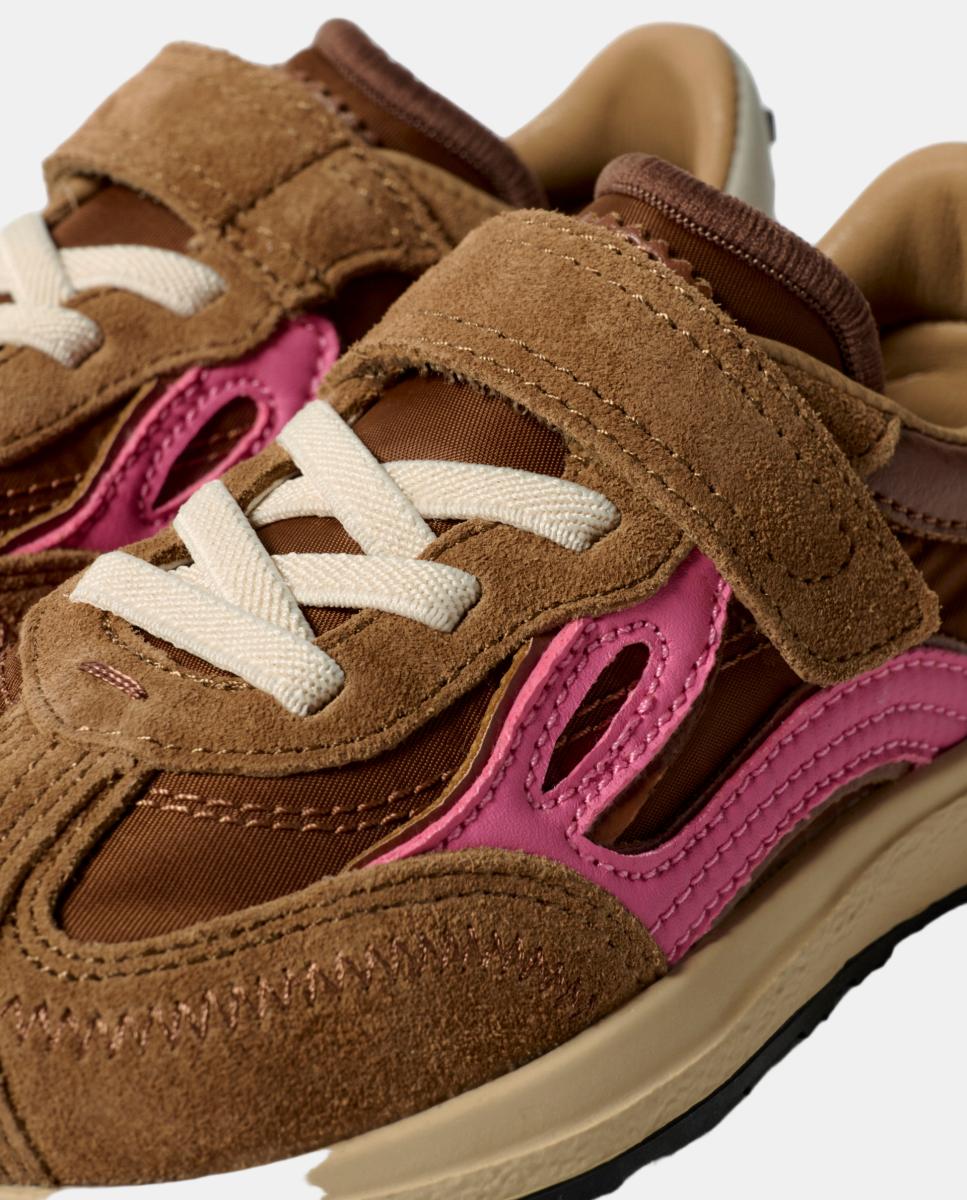 Zapatillas bajas lejan melrose niña en nylon con velcro - Marrón caramelo Marrón caramelo-3