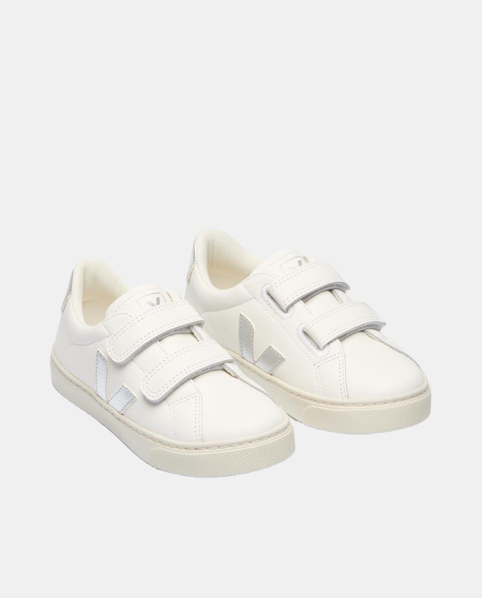 Sapatilhas de Couro Modelo Esplar Veja Prata-3