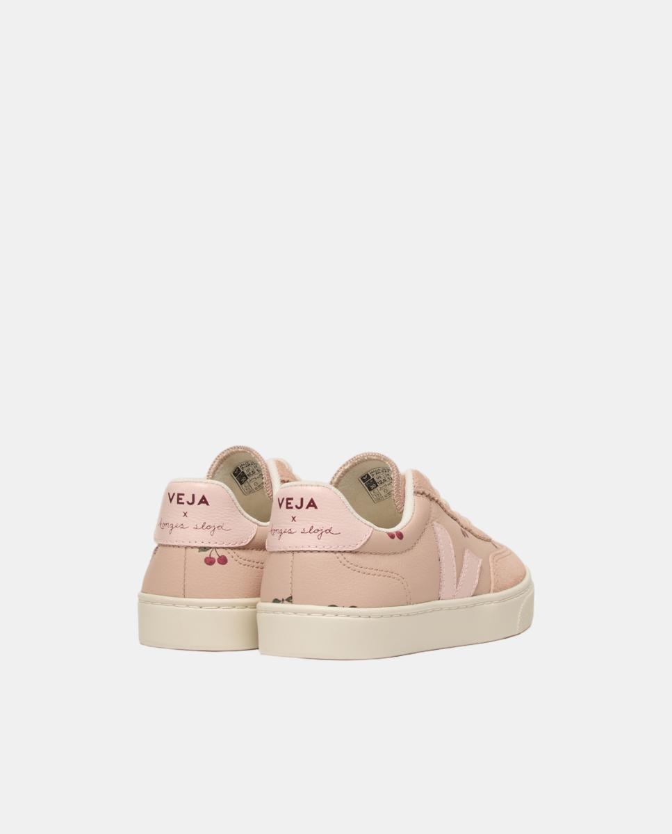 Sapatilhas infantis modelo small volley em pele com atacadores elásticos Rosa-claro-2