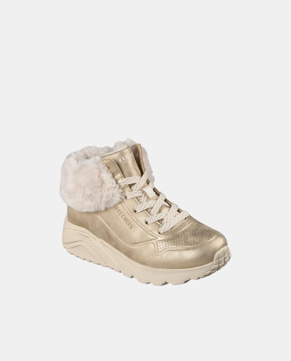 Zapatilla bota de niña moda piel - Skechers - Plata Plata-2