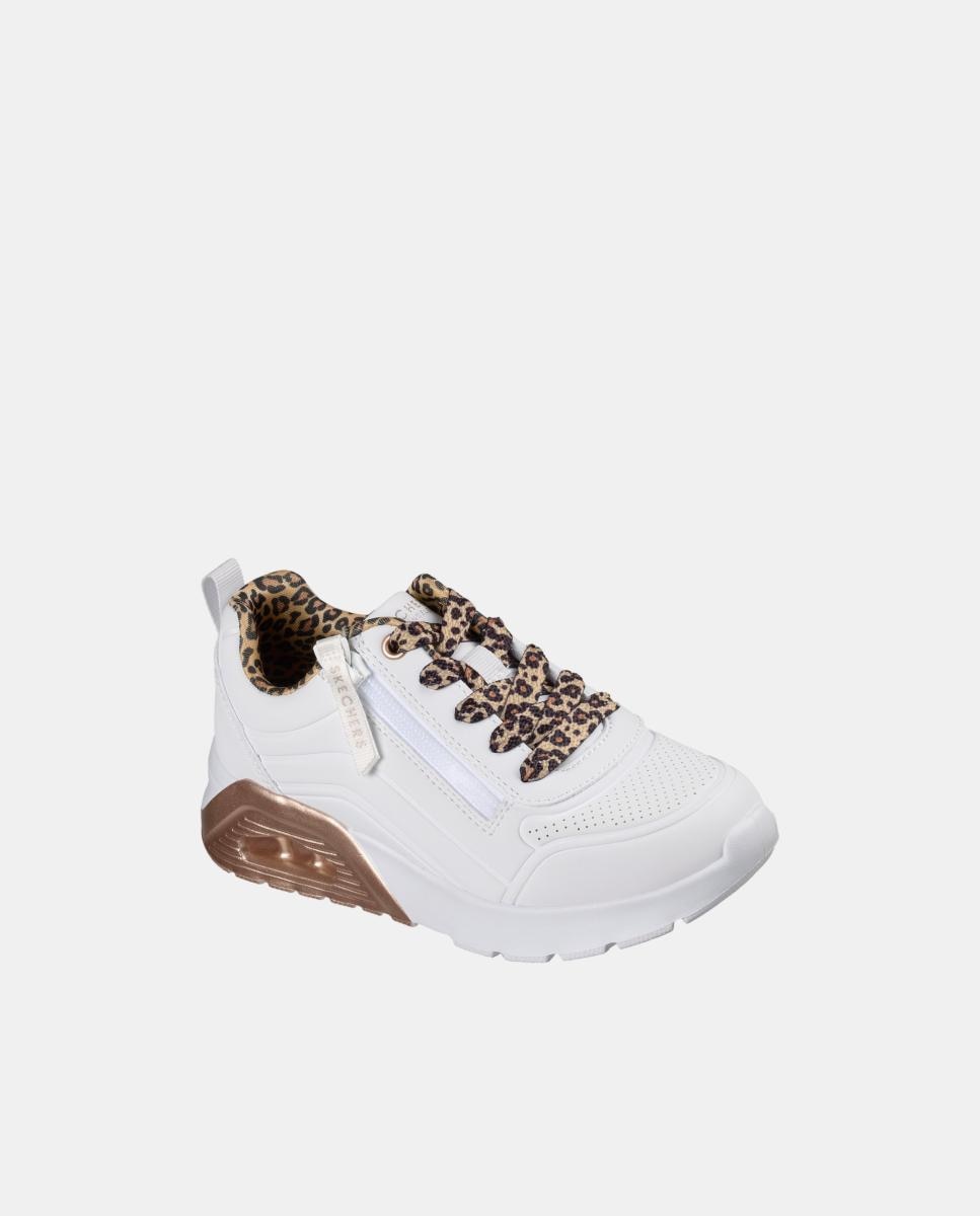 Zapatilla de niña moda piel - Skechers - Blanco Blanco-2
