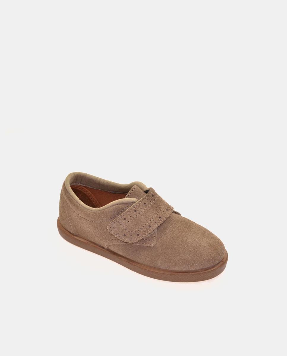 Sapatos com Fecho Aderente e em Croute Taupe-2