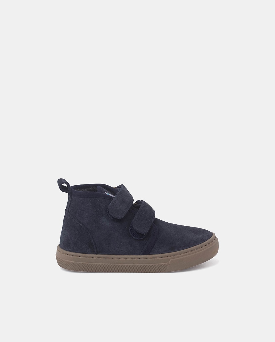 Botas de niño en serraje con doble cierre adherente - Pisamonas - Azul marino Azul marino-1