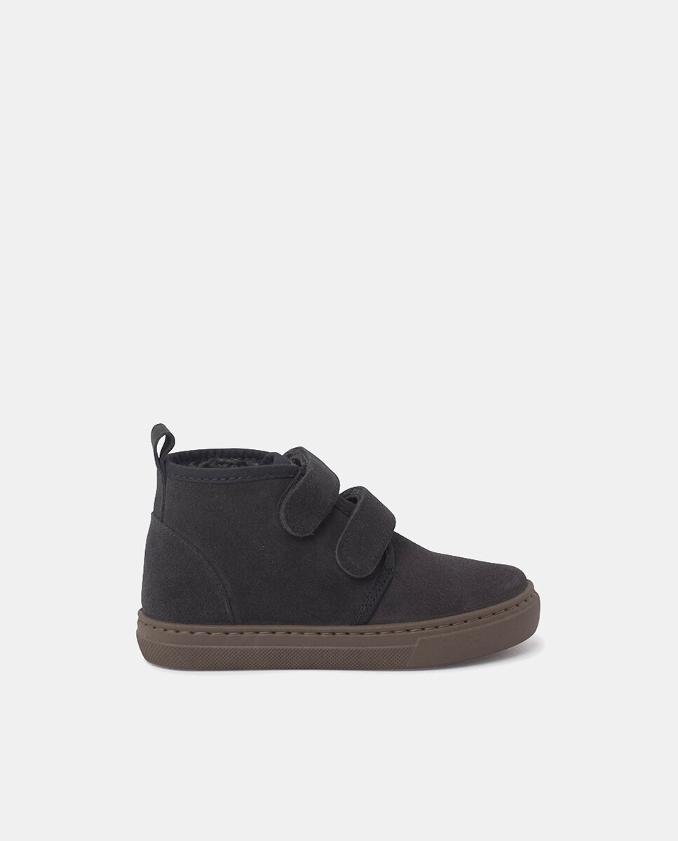 Botas de niño en serraje con doble cierre adherente - Pisamonas - Gris Gris-1