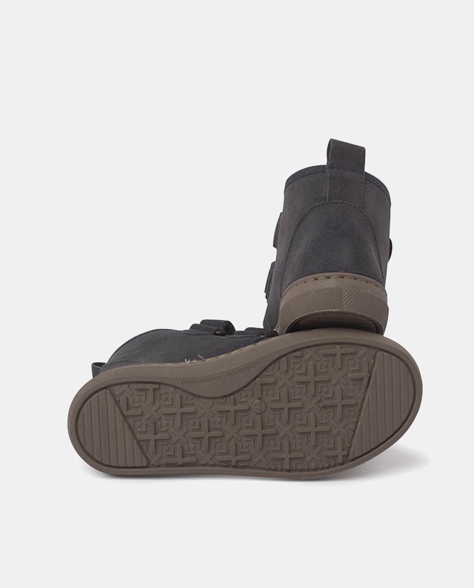 Botas de niño en serraje con doble cierre adherente - Pisamonas - Gris Gris-2