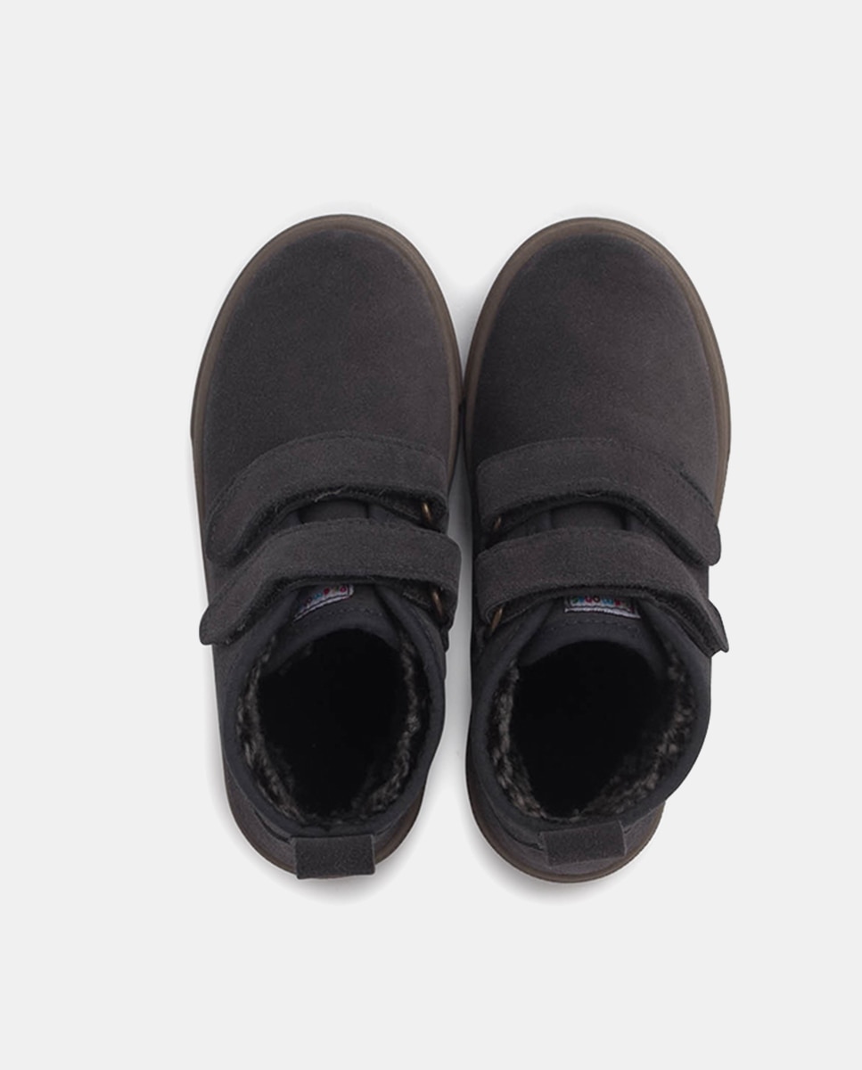 Botas de niño en serraje con doble cierre adherente - Pisamonas - Gris Gris-4