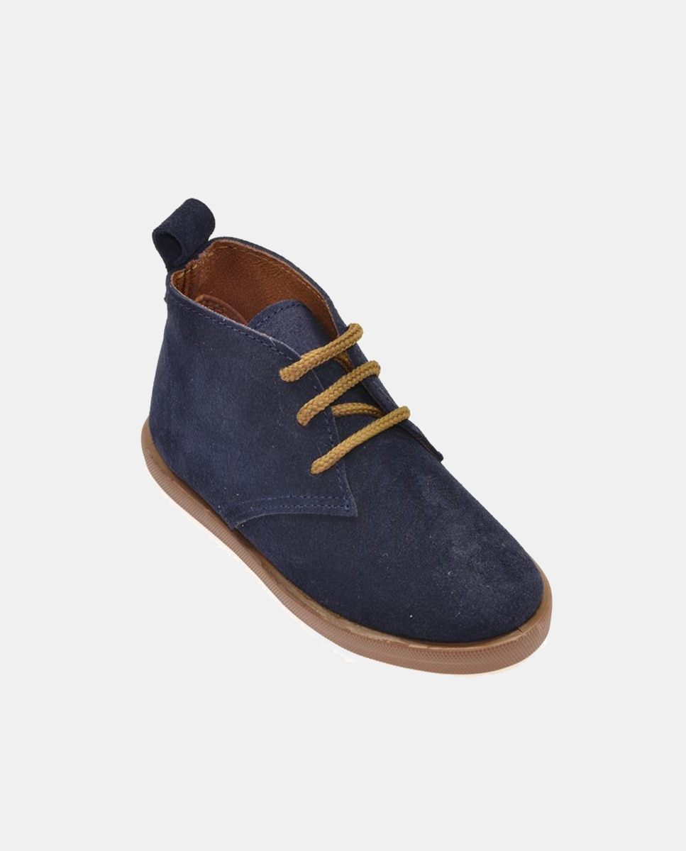 Bota niño en serraje con cordon - Chuches - Azul marino Azul marino-1