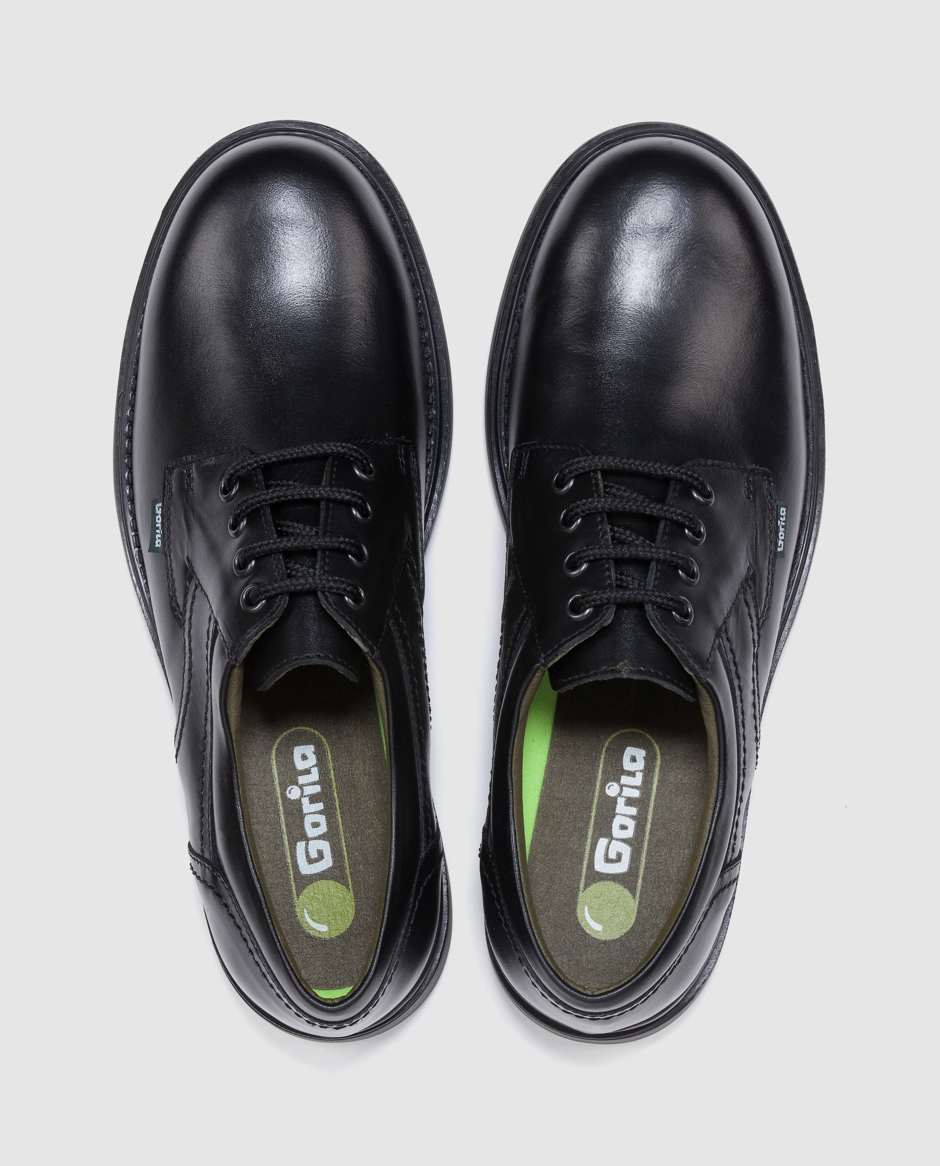 Sapatos de Atacadores em Pele - Preto Gorila Preto-4