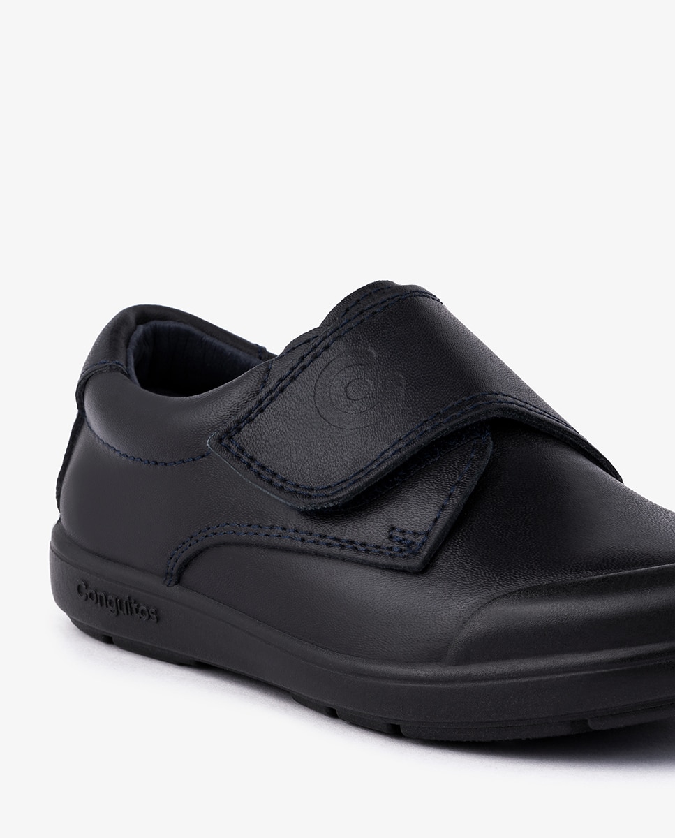Sapatos Escolares com Fecho Aderente e em Pele - Azul-Marinho Conguitos Azul-marinho-5