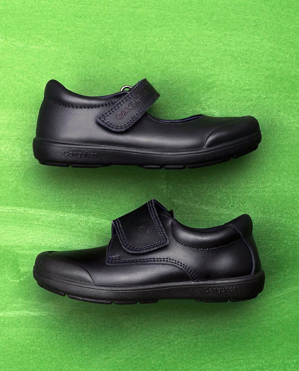 Sapatos Escolares com Fecho Aderente e em Pele - Azul-Marinho Conguitos Azul-marinho-6