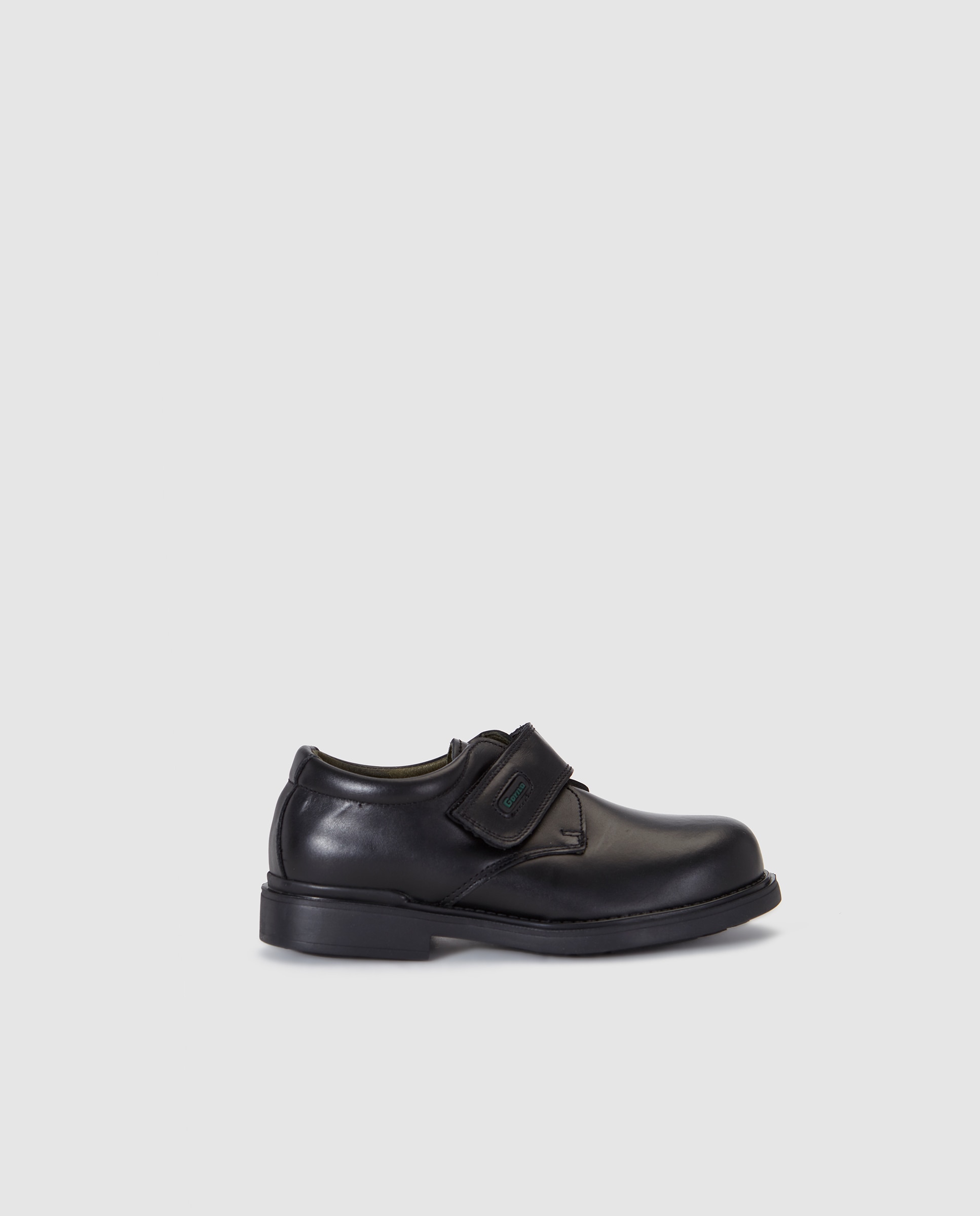 Sapatos em pele com fecho aderente Preto-1