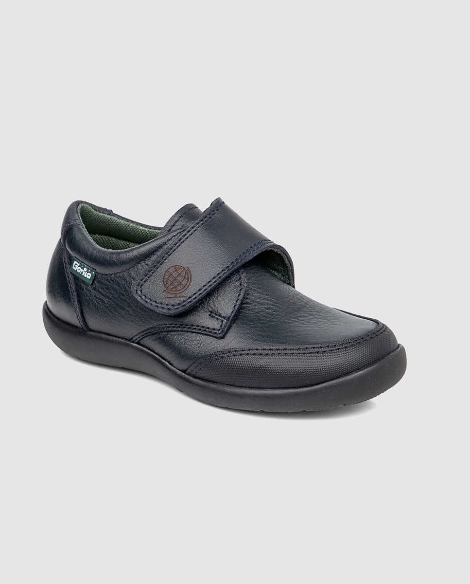 Sapatos escolares pretos de criança com fecho aderente Gorila Preto-2