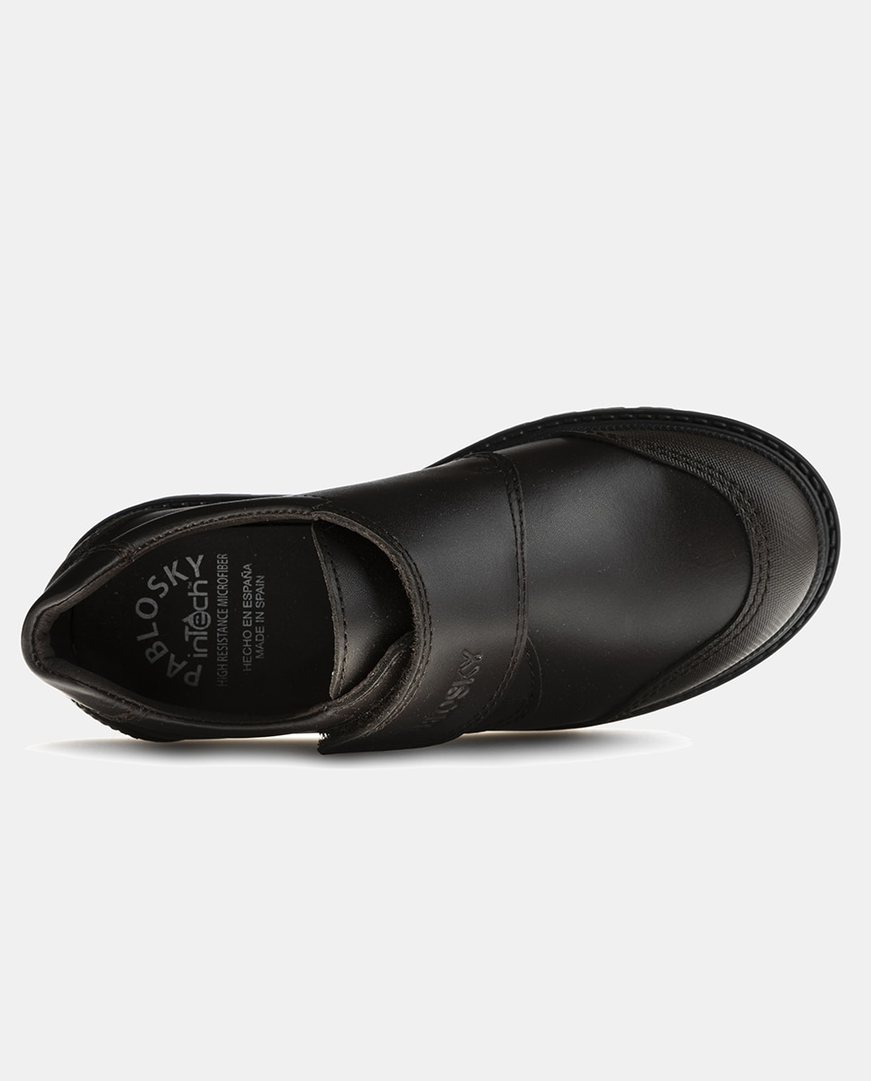 Sapatos com Fecho Aderente, Biqueira Reforçada e em Pele Pablosky Castanho-escuro-2