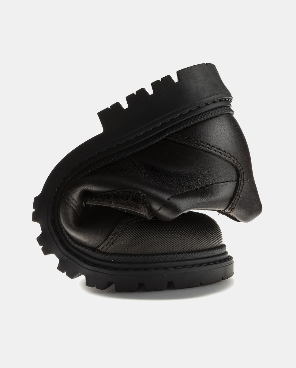Sapatos com Fecho Aderente, Biqueira Reforçada e em Pele Pablosky Castanho-escuro-5