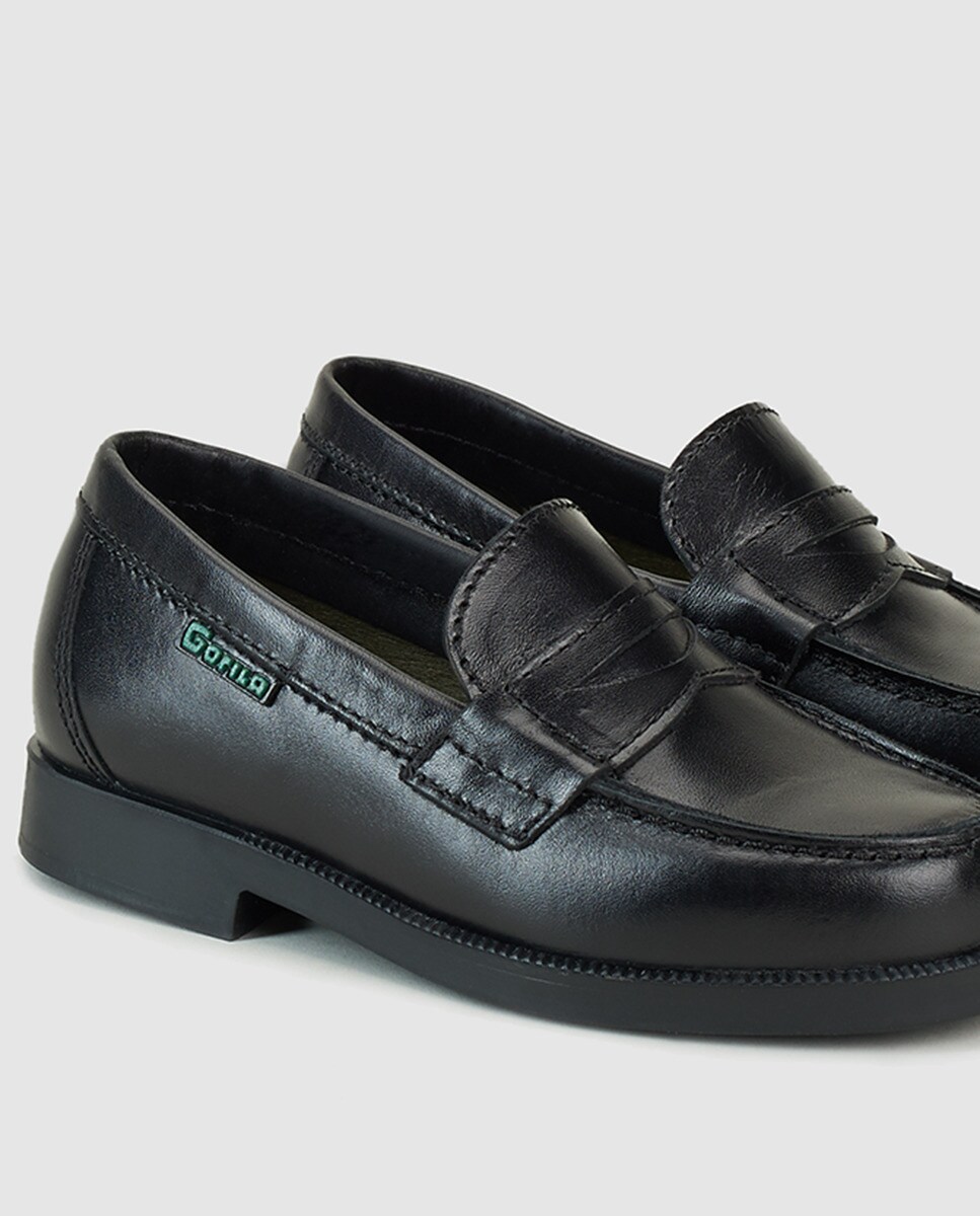 Mocassins de menino Gloria de pele em preto Preto-6