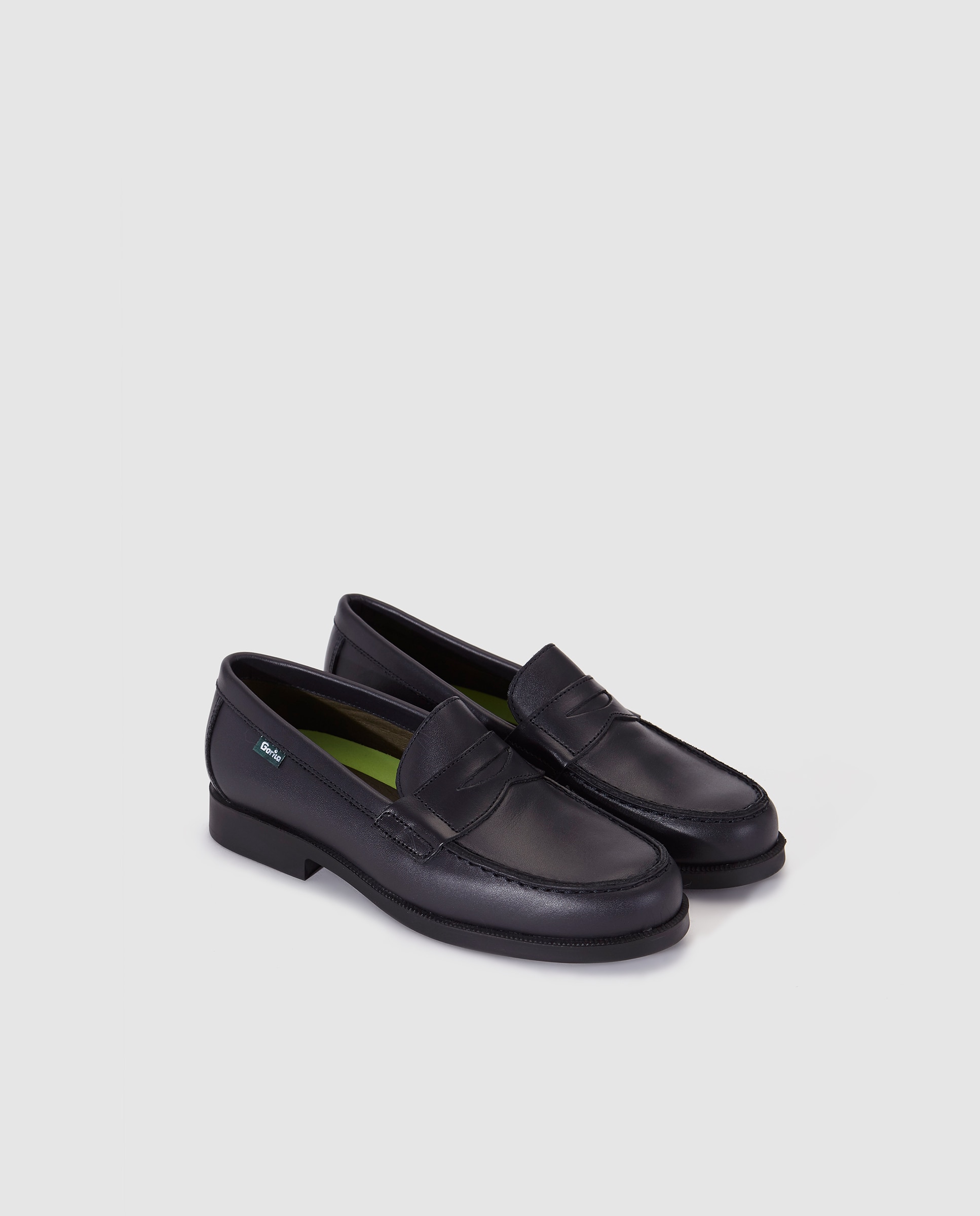 Mocassins de menino Gorila em pele de cor azul Azul-marinho-2