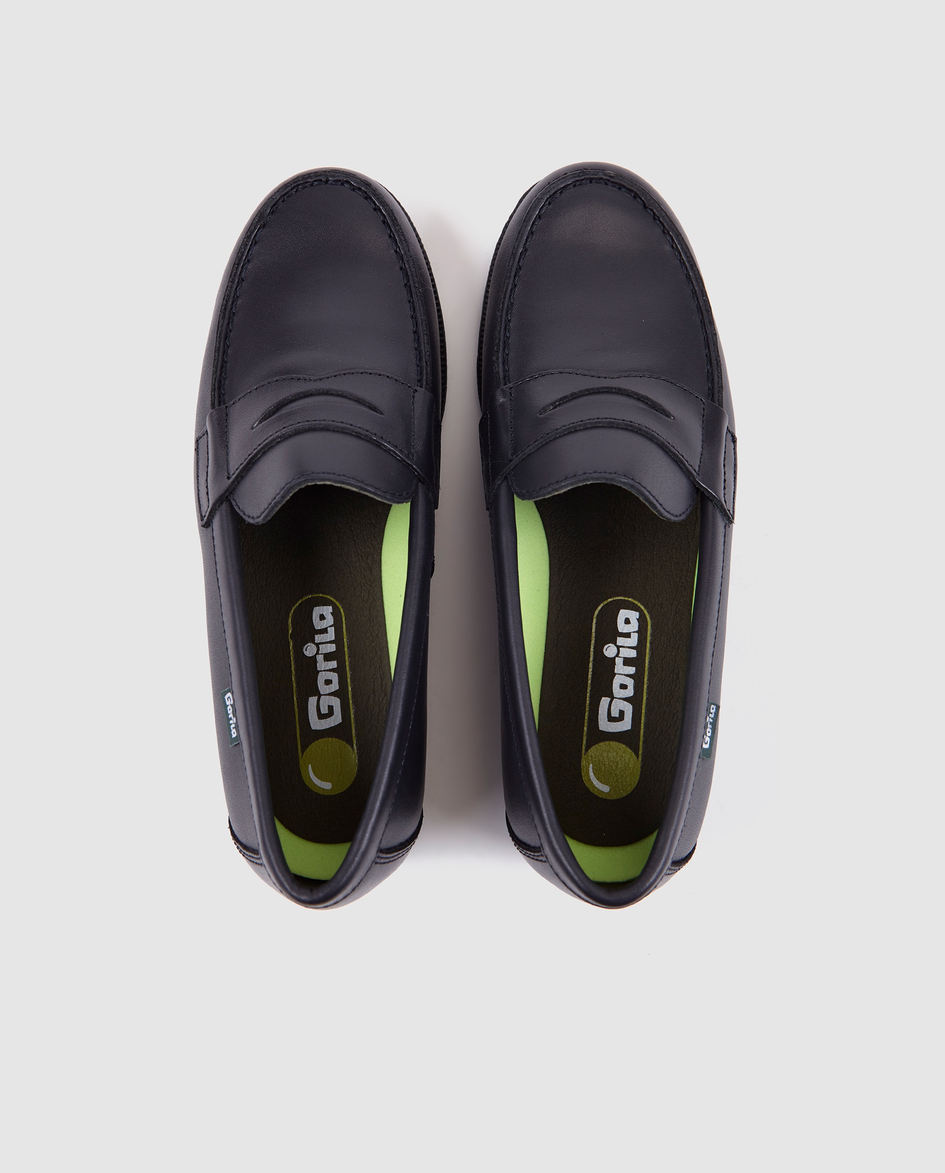 Mocassins de menino Gorila em pele de cor azul Azul-marinho-4