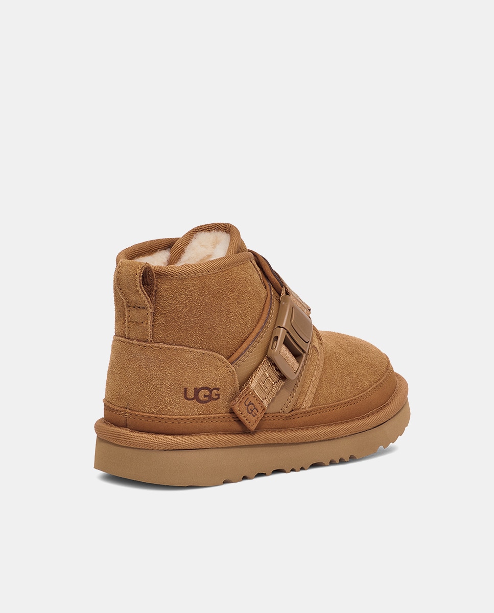 Botas Neumel Snapback com Correia Ajustável e Forro Interior de Pelo Castanho-2