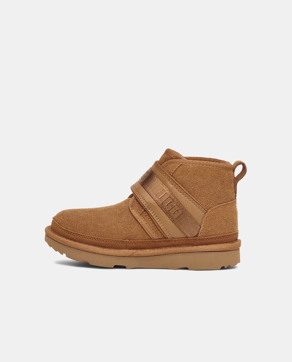 Botas Neumel Snapback com Correia Ajustável e Forro Interior de Pelo Castanho-4