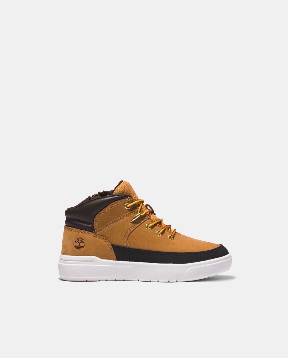 Imagem 0 de Botas com Fecho de Correr Lateral, Atacadores e em Nobuck - Amarelo