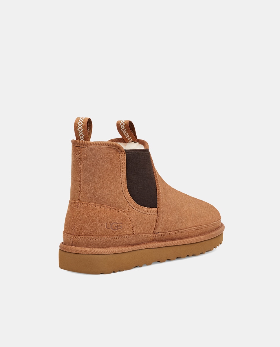Botins Neumel Chelsea com Forro Interior de Pelo e em Pele Castanho-3